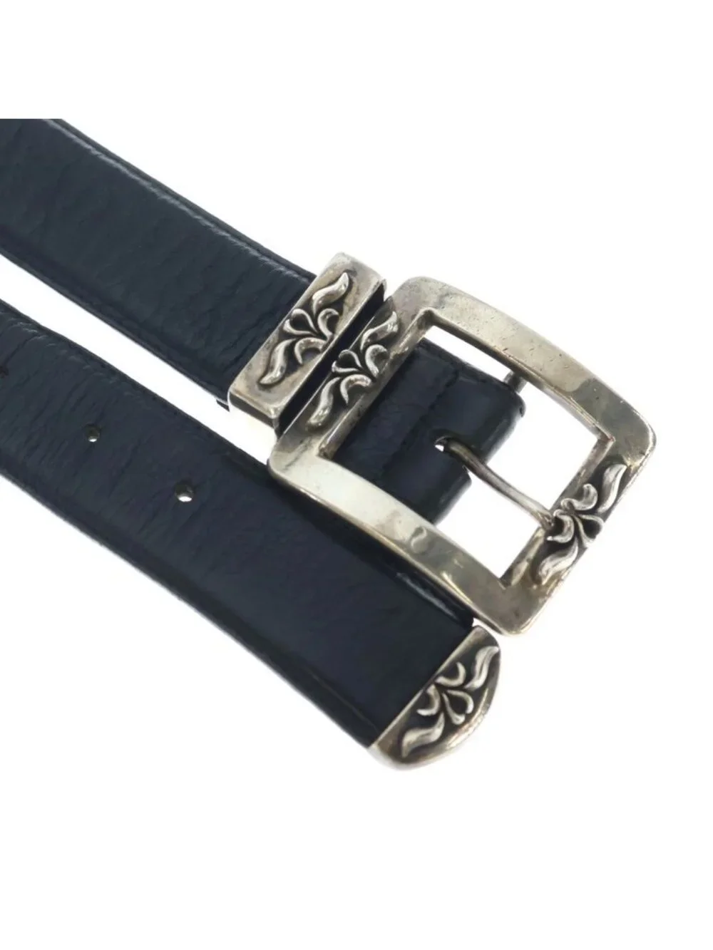 Chrome Hearts Leather Belt Black Silver